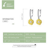 925 Silver Sunflower CZ Earrings Wedding Party Jewelry