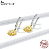 925 Silver Sunflower CZ Earrings Wedding Party Jewelry