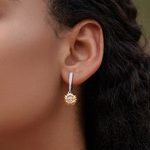 925 Silver Sunflower CZ Earrings Wedding Party Jewelry