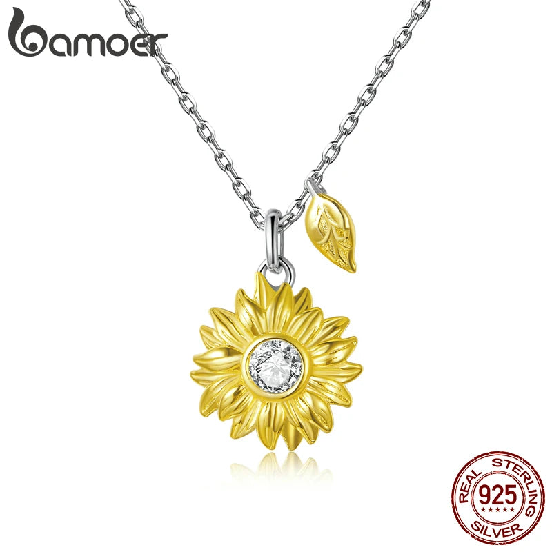 925 Silver Sunflower Necklace for Women BSN212