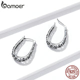 Vintage Vine 925 Sterling Silver Hoop Earrings Fine Jewelry
