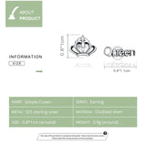 Crown Silver Stud Earrings 925 Sterling Silver Ear Pins Jewelry SCE934
