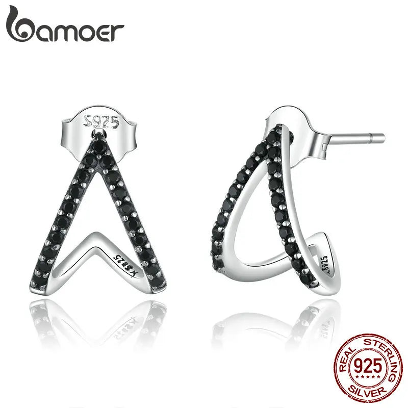 Geometry Stud Earrings 925 Silver Ear Pins Jewelry SCE924