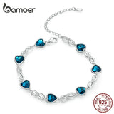 Sterling Silver 925 Chain Bracelet Heart Jewelry SCB163