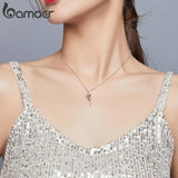 925 Silver Graceful Rose Pendant Necklace Platinum Plated