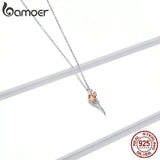 925 Silver Graceful Rose Pendant Necklace Platinum Plated