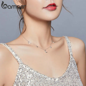 Sterling Silver Moon & Star Pendant Necklace for Women