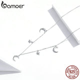 Sterling Silver Moon & Star Pendant Necklace for Women