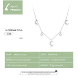 Sterling Silver Moon & Star Pendant Necklace for Women