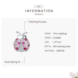 Pink CZ Ladybug Charm for Silver 925 Reflexions Bracelet