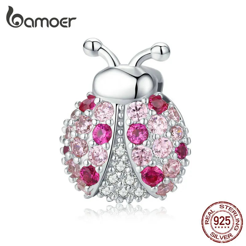 Pink CZ Ladybug Charm for Silver 925 Reflexions Bracelet