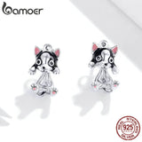 Geometric Puppy Silver Earrings for Women Girls Kids SCE978
