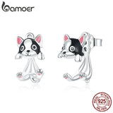 Geometric Puppy Silver Earrings for Women Girls Kids SCE978