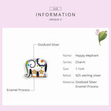 Elephant Silver 925 Jewelry Charm Enamel Animal Guardian Beads BSC095