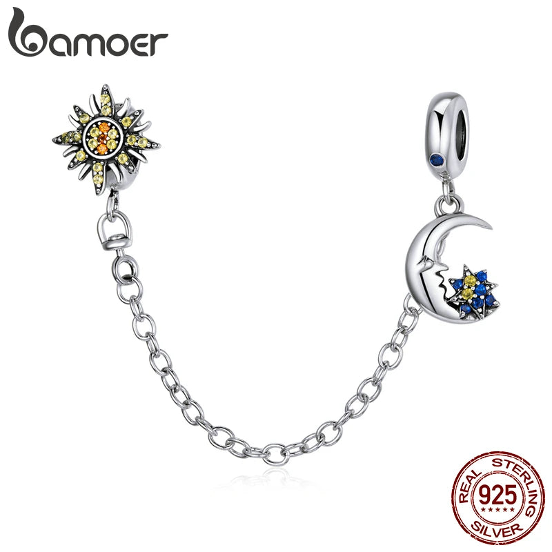 Sun Moon Safety Chain Stopper Charm for Bracelets DIY Jewelry