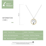 Tree of Life Pendant Necklace Women Silver 925 Family Chain Collar SCN367