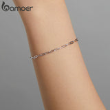 Two Colors 925 Silver Bracelet Cable Chain Hollow Link SCB221
