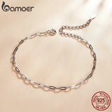 Two Colors 925 Silver Bracelet Cable Chain Hollow Link SCB221