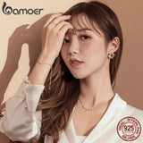 Geometric Silver Bracelet with Clear CZ Chain for Women
