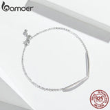 Geometric Silver Bracelet with Clear CZ Chain for Women