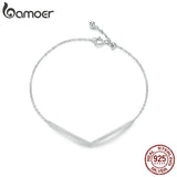 Geometric Silver Bracelet with Clear CZ Chain for Women