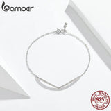 Geometric Silver Bracelet with Clear CZ Chain for Women