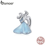 Valentine 925 Silver Charm Dress Clock Zirconia Heart Beads BSC406