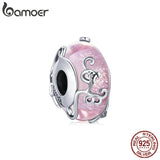 Valentine 925 Silver Charm Dress Clock Zirconia Heart Beads BSC406