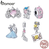 Valentine 925 Silver Charm Dress Clock Zirconia Heart Beads BSC406