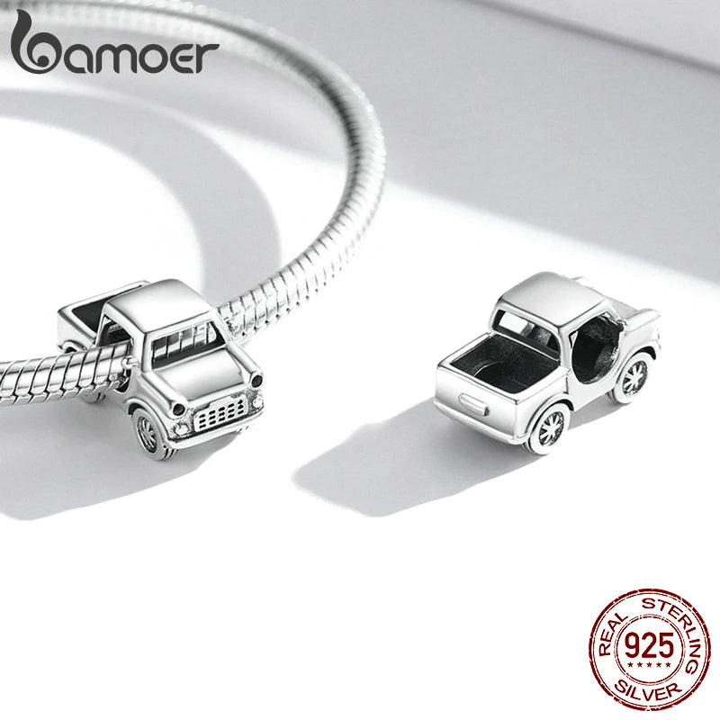 925 Silver Car Charm for Bracelet Bangle Women DIY Jewelry