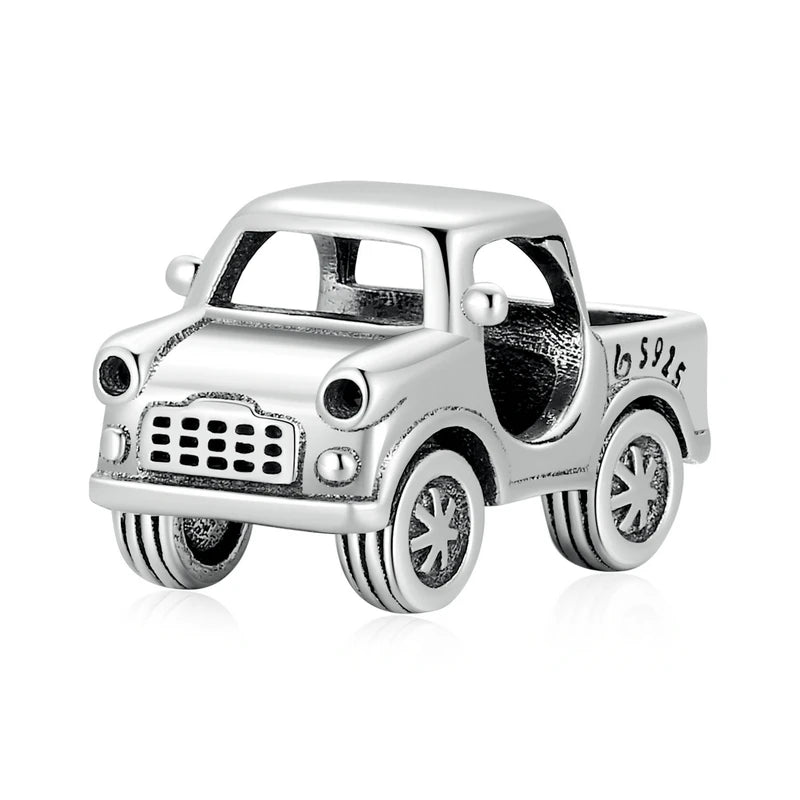 925 Silver Car Charm for Bracelet Bangle Women DIY Jewelry