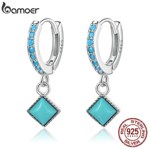 925 Silver Turquoise Drop Earrings for Women
