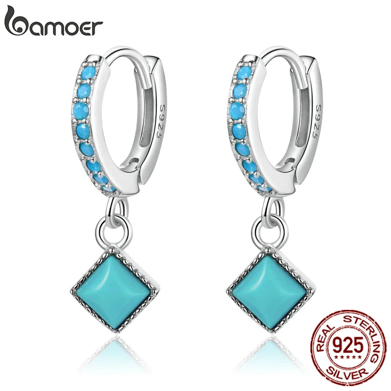 925 Silver Turquoise Drop Earrings for Women