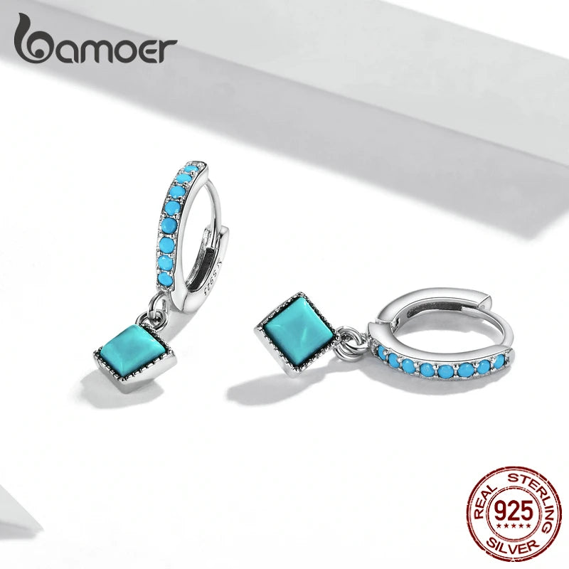 925 Silver Turquoise Drop Earrings for Women