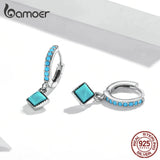 925 Silver Turquoise Drop Earrings for Women