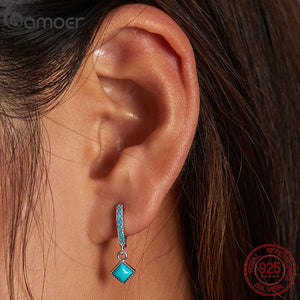 925 Silver Turquoise Drop Earrings for Women