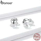 Vintage 925 Silver Ghost Witch Halloween Pumpkin Stud Earrings BSE537