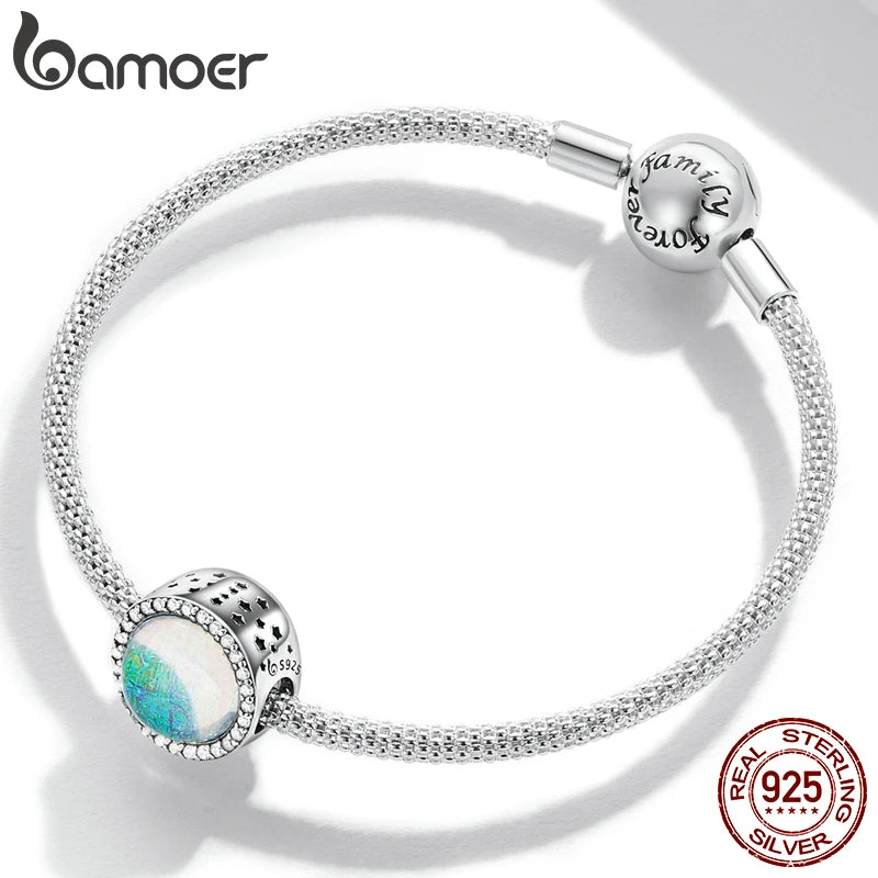 925 Sterling Silver Round Charm Pendant DIY Making Bracelet Women Jewelry Gift