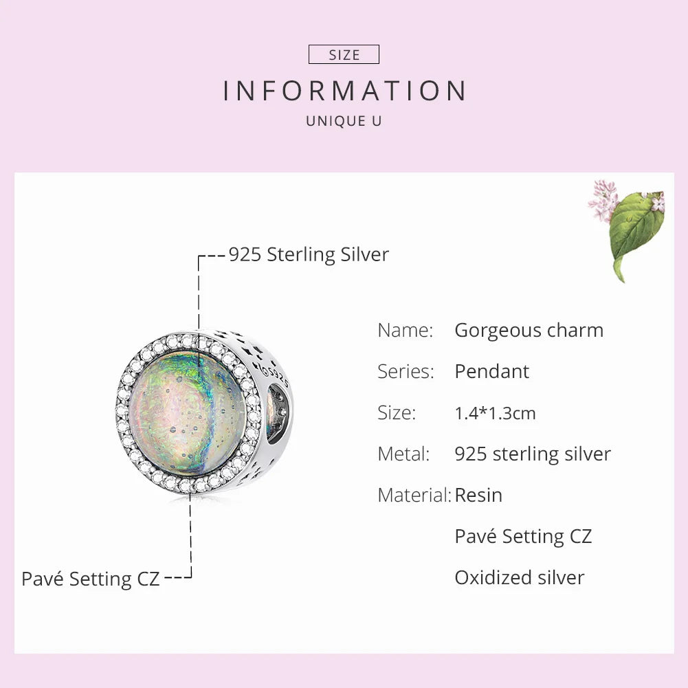 925 Sterling Silver Round Charm Pendant DIY Making Bracelet Women Jewelry Gift