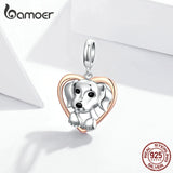 Bamoer Cute Puppy 925 Sterling Silver Charm for DIY Bracelet SCC1611