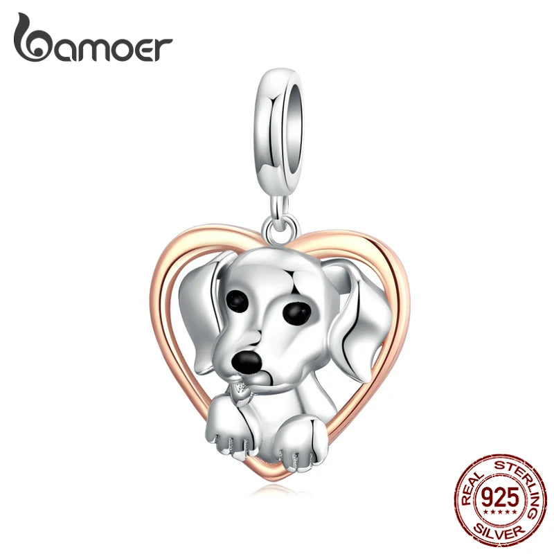 Bamoer Cute Puppy 925 Sterling Silver Charm for DIY Bracelet SCC1611