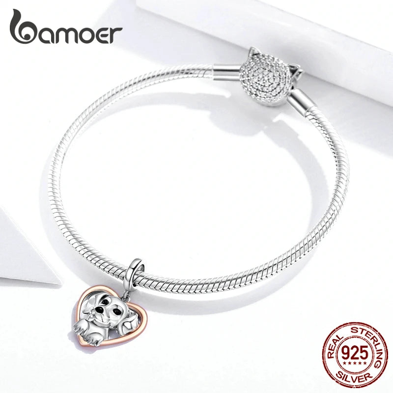 Bamoer Cute Puppy 925 Sterling Silver Charm for DIY Bracelet SCC1611