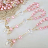 Pink Crystal Pearl Baptism Favors