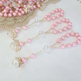 Pink Crystal Pearl Baptism Favors