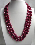 Baroque 3-Row Red Wine Freshwater Pearls Necklace