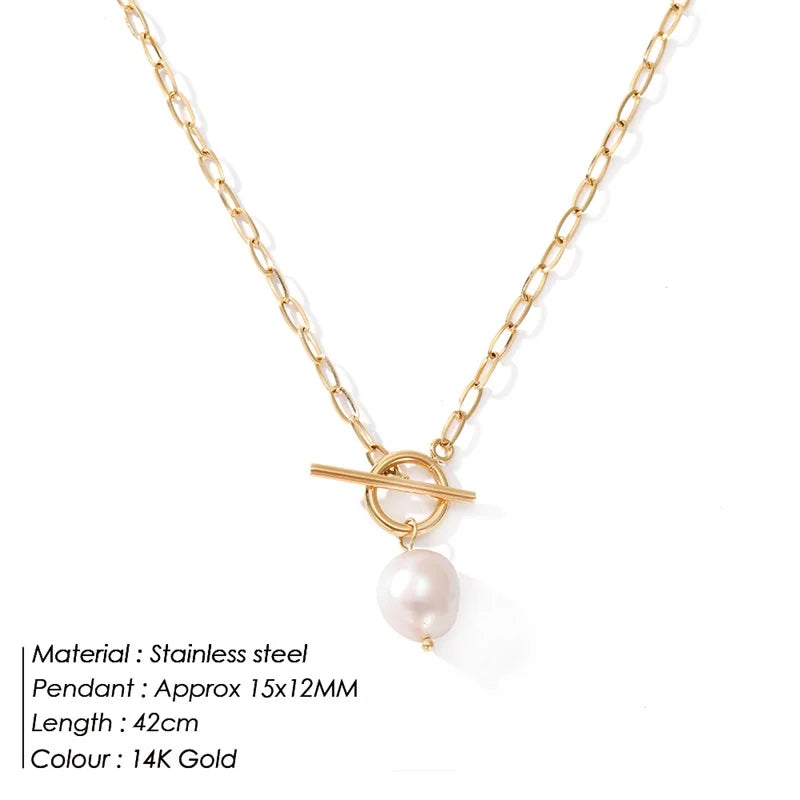 Baroque Freshwater Pearl Pendant Necklace Vintage Choker for Women