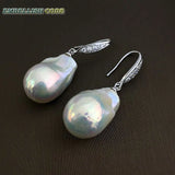 Baroque Pearl Hook Earrings Flameball Plus Size Natural Freshwater Pearls