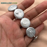 Baroque Large Pearl Bracelet Bangle Gray Colorful Flat Round Coin Button Shape