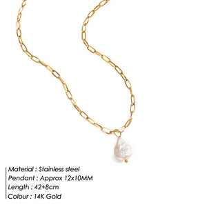 Vintage Baroque Pearl Pendant Choker Necklace