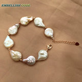 Baroque Pearl Bracelet Bangle Mixed Shape Freshwater Pearls Red Golden Beads